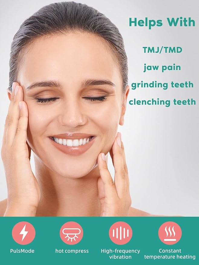 TMJ Relief Products Jaw TMJ Relief Massager Vibration and Heating Ergonomic Multi-Needle Design TMJ Massage Tool Effective Jaw &amp Neck Pain Grinding and Clenching Teeth Relief (Green)