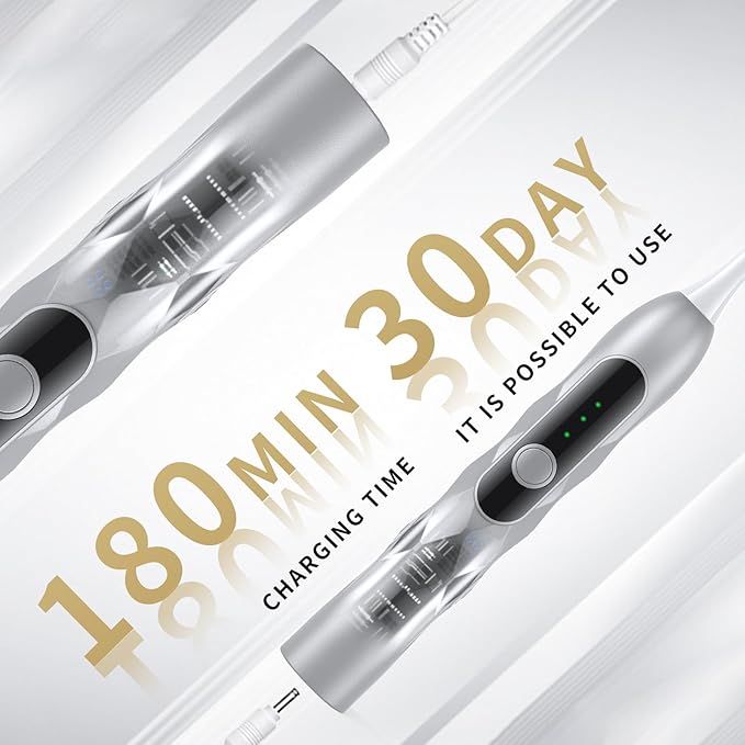 Oscillation&ampVibration Sonic Electric Toothbrush for Adults with 10 Brush Heads for Travel &amp Teeth Care 48000VPM Motor 5 Cleaning Modes 2 Min Timer (Silver)