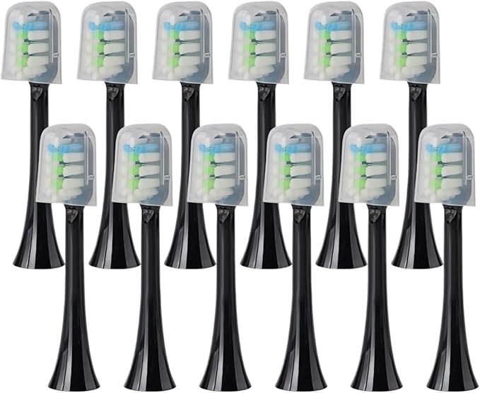 12pcs Replacement Brush HeadsCompatible for SOOCAS X3U/X3Pro/X5/V1/D2/D3 Bristle Electric Toothbrush Sealed Packed(SHUSHI-BK-12PCS)