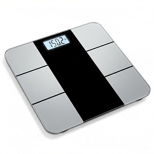 Smart Body Scale - Bluetooth Bathroom Scale with 18 Body Metrics &amp Trend Tracking Thickened I-Beam Design Large Tempered Glass 400 lbs Capacity (Charcoal Grey)