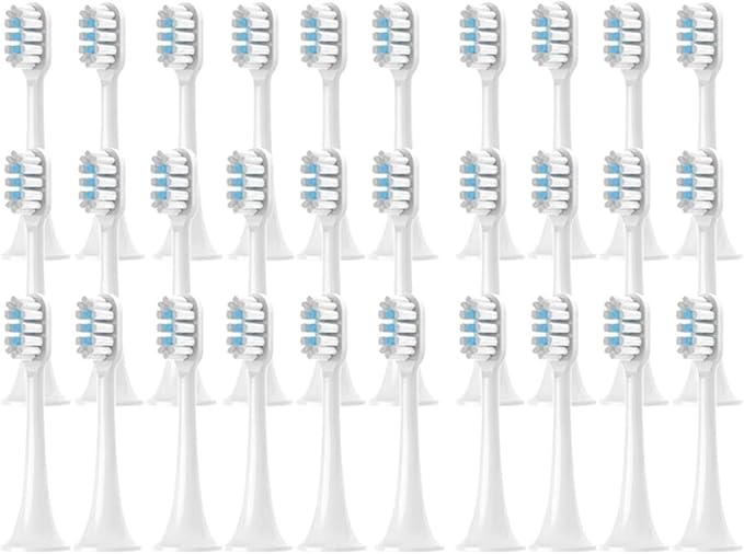 Compatible for MIJIA T302 Replacement Toothbrush Heads Sonic Electric Vacuum Soft Bristle Brush(T302White Blue-30pcs)