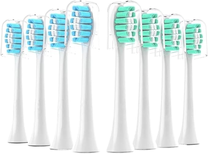 8Pack Replacement Toothbrush Heads Compatible for PhlpsCompatible for Soni Care Brush HeadWhite(4 Green 4 Blue)