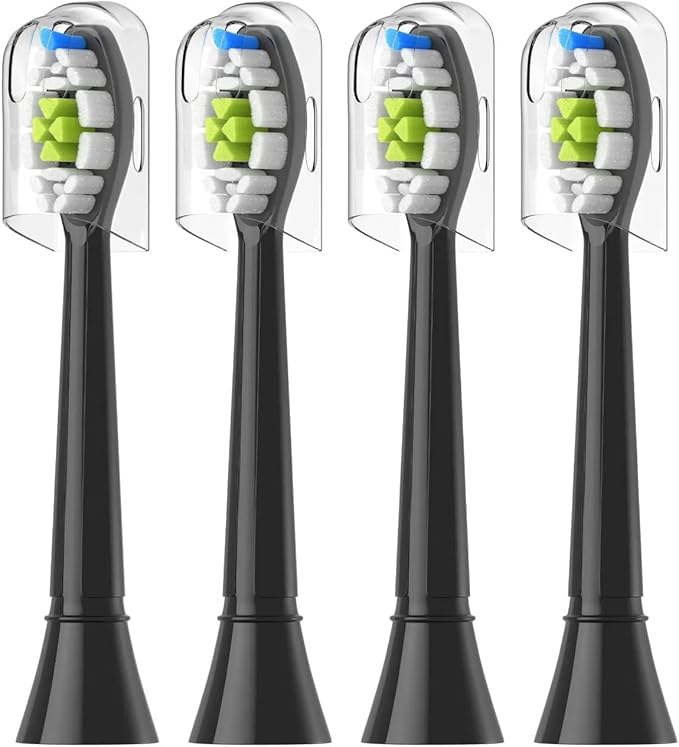 4/8/12/16pcs Replacement Toothbrush Heads Compatible for PhilipsReplacement Electric Brush Head 4100 6500 6100 7500 5300 1100(4pcs Black)