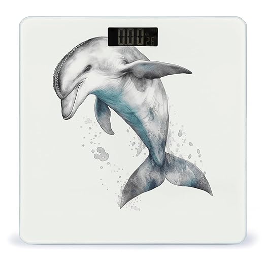 Watercolor Whale Art Scale for Body Weight Sturdy Tempered Glass Weighing Scales with LCD Display Accurate Digital Bathroom Scale Convenient Body Fat Smart Scales 400lb