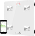 EnerPlex Fit Custom Bluetooth Body Fat Scale Weight Scales Digital Smart Body Composition Wireless Analyzer BMI Scale Health Monitor with Smartphone APP 396 lbs White