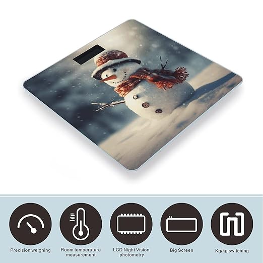Digital Bathroom Scale for Body Weight Scale with Bright LCD Display High Accuracy Step-On Technology Auto On/Off Snowman in The Snow Digital Scales 400 Lbs /180kg