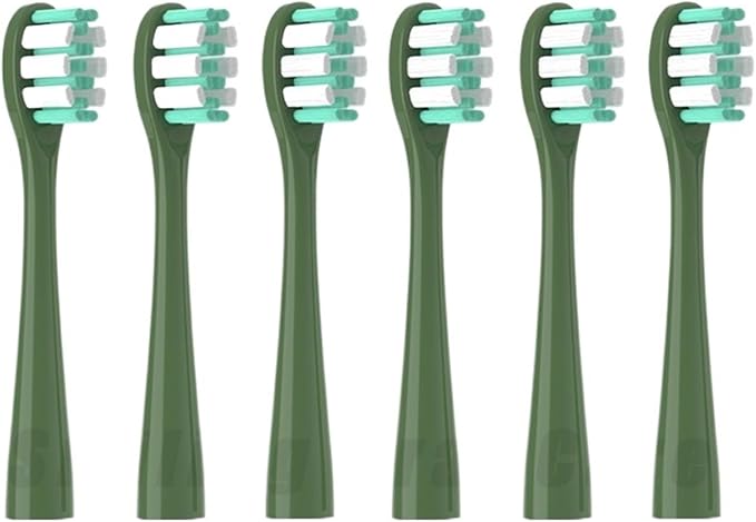 6/12 Replacement Electric Toothbrush Heads Soft Bristle Cleaning Vacuum Cleaner Brush with Dust Cover(6PCS Green)
