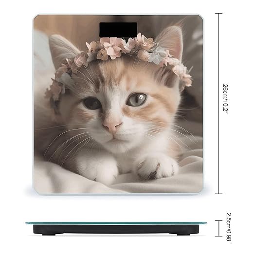 Sweet Animals Cute Cat Scale for Body Weight Precision Bathroom Weighing Scales with Back Lit LCD Display Sturdy Tempered Glass Body Weight Scales Digital Bathroom Scale 400lb