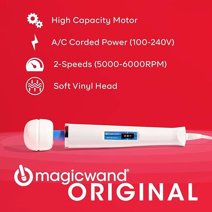 Authentic Magic Wand Original Massager - Ultra-Powerful 2-Speed Plug-in Personal Massager with Free IntiMD Pin Point Attachment