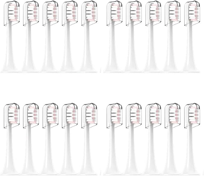 20Pcs Electric Toothbrush Head Compatible for T300 T500 T700 Replacement Universal Suitable(5 White 5Black)