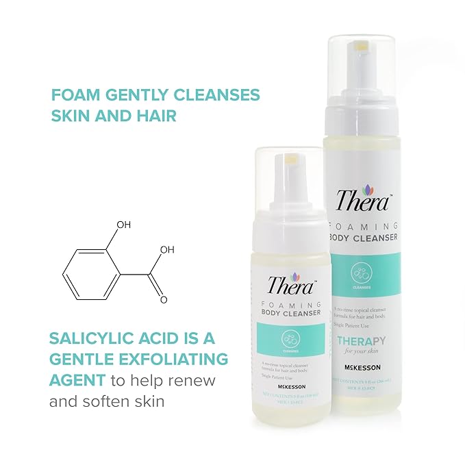 Thera Foaming Body and Hair Cleanser Rinse-Free Exfoliating Foam 9 oz 12 Count