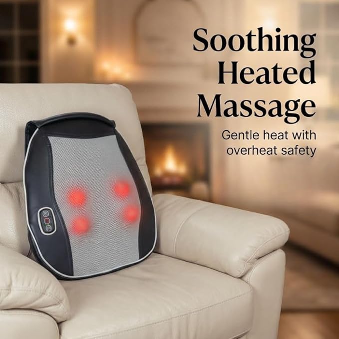Shiatsu Massage Pad with Heat - Deep Kneading Back &amp Neck Massager Cushion for Pain Relief - Transform Any Chair into a Personal Massage Therapist
