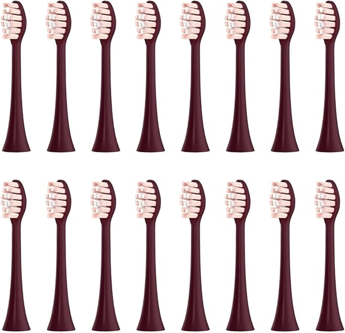 Compatible for FT7105/FT7106/FT7108/FT7205/TH01 Toothbrush Replacement Heads Soft Bristle Nozzles16pcs(16 Brown)