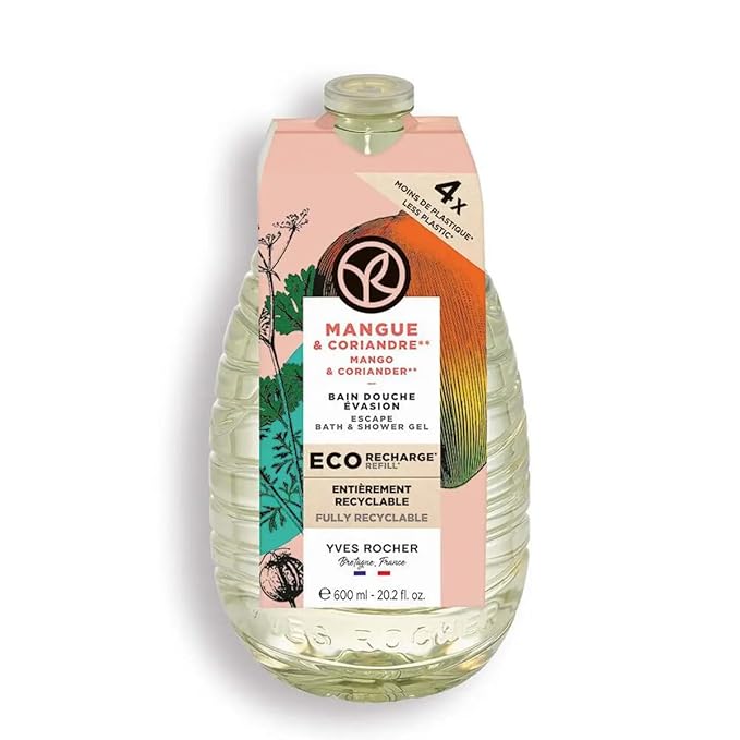 Yves Rocher Mango Coriander Nourishing Sensual Bath &amp Shower Gel Refil Women Men Nourishing Moisturising Body 600 ml./20.2 fl.oz.
