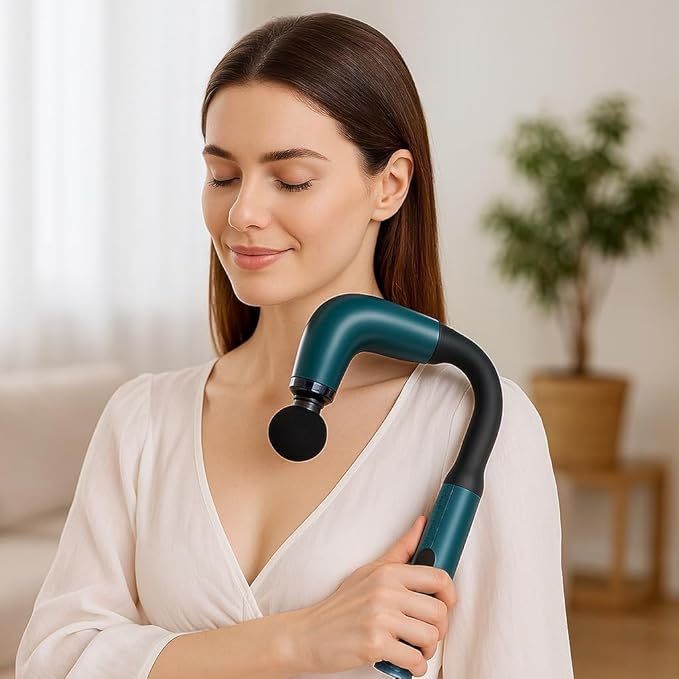 Handheld Cordless &amp Rechargeable Back Massager - Quiet - Full Body Massage Device for Women Aches Relief Sports Recovery and Deep Relaxation - Bluegreen