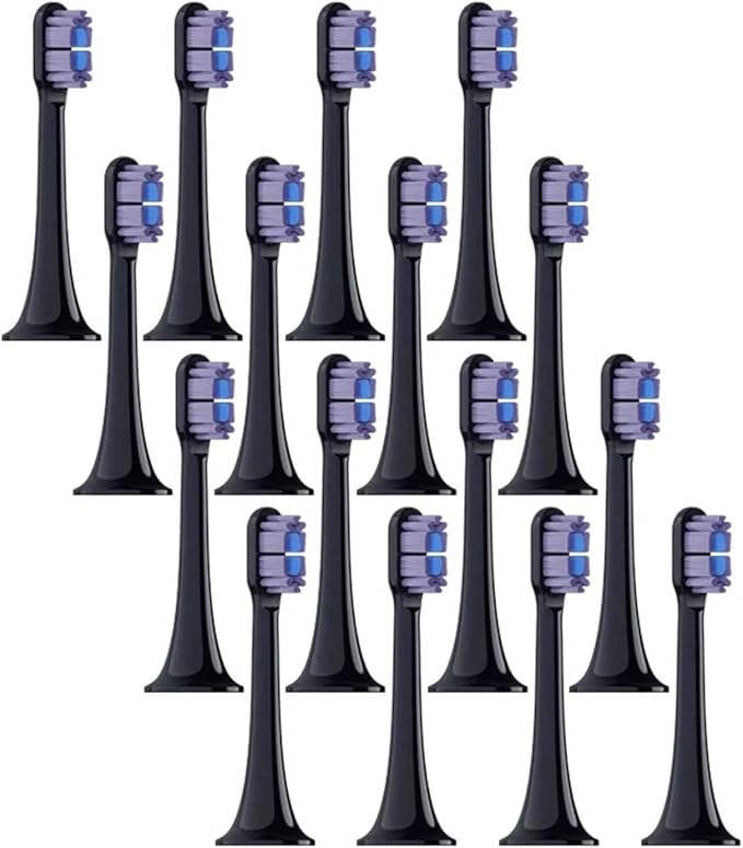 4/8/12/16PCS for XIAOMI MIJIA T700 Replacement Toothbrush Heads Sonic Electric Vacuum DuPon Soft Bristle Brush(Black purple-16pcs)