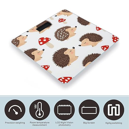 Men's Smart Scale for Body Weight Digital Bathroom Weighing Scale Automatic Switch Energy Saving Scale Autumn Hedgehogs Leaves Mushrooms