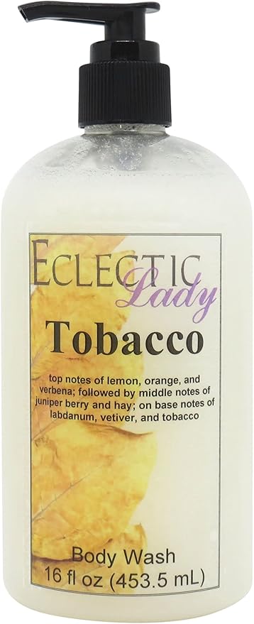 Eclectic Lady Liquid Pearl Body Wash - Tobacco Scent 3-in-1 Use For Bubble Bath Hand Soap &amp Body Wash Phthalate-Free Tobacco Fragrance Handcrafted in USA (16 oz)