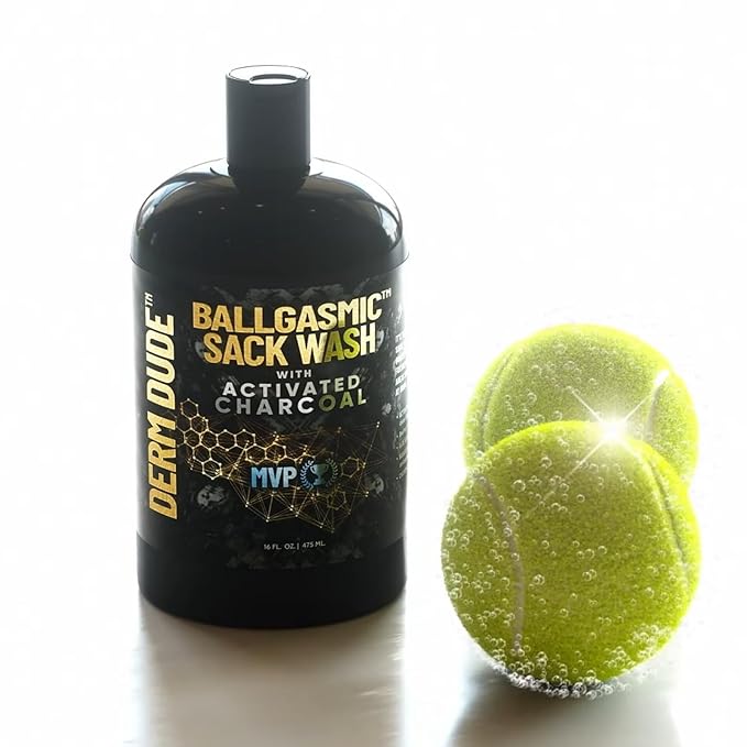 Derm Dude BallGasmic Ball Wash for Men – Anti-Chafing Body Wash with Activated Charcoal for Private Parts | Antibacterial Groin Cleanser &amp Odor Control Shower Gel – MVP Scent 16oz