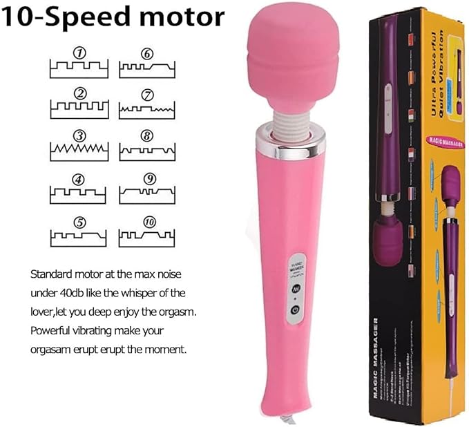 Body Massager Handheld Vibrating Powerful Electric Back Massage for Woman Sports Recovery Muscle Aches Pain Shoulder Leg Foot Long Handle Tool and Small Toy (Pink Big and Pink Mini Toy)