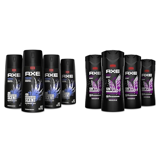 Axe Phoenix Deodorant &amp Excite Body Wash Bundle (4 Packs)