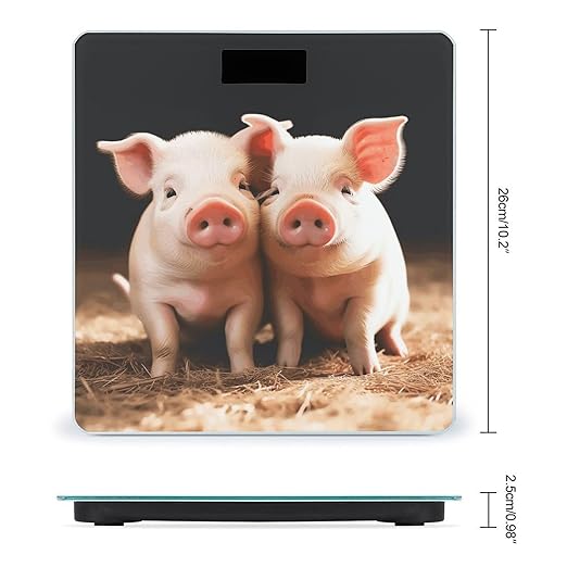 Cute Pigs Bathroom Scale Automatic Power On/Off Body Scales LCD Backlight Display Square Digital Scale Rounded Corners Bathroom Scales for Home Bedrooms