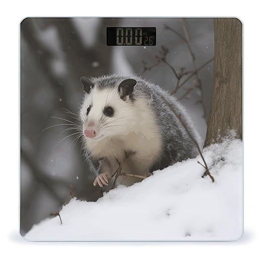Opossum in SnowScale for Body Weight with LCD High Precision Weighing Scales Fashion Sturdy Tempered Glass Weight Scales Easy-to-Read Digital Bathroom Scale for Daily 400lb