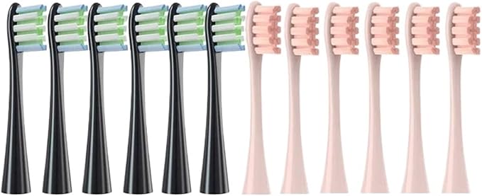 4/12 Pcs Replaceable Brush Heads Suitable Compatible for Oclean X/X PRO/ Z1/ F1/ One/Air 2 /SE Sonic Electric Toothbrush Refills(6black6pink)