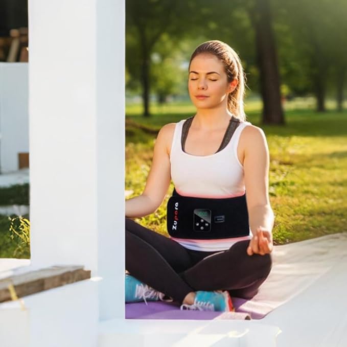 Zupora Red Light Therapy Belt for Pain ReliefCordless Heating Vibration Massage Belt for Back Abdomen USB Rechargeable Wearable Device for Muscle Relaxation