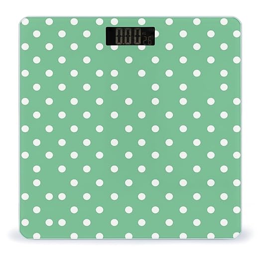 Green Polka Dots Weight Scale Digital Electronic Scales Bathroom Scale Larg LCD Backlight Display High Precisio MeasurementsTempered Glass