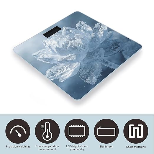 Ice Lotus Weight ScaleClear LED Display Bathroom Digital Weighing ScaleTempered Glass Digital Bathroom Scale for Body Weight Capacity Up to 400 Lbs
