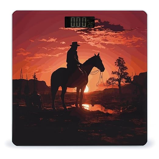 Cowboy West Weight Scale Digital Electronic Scales Bathroom Scale Larg LCD Backlight Display High Precision MeasurementsTempered Glass