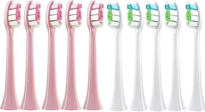 4Pcs 10Pcs Replacement Brush HeadsCompatible for Philips HX6064 HX6930 HX6730 Sonic Electric Toothbrush Vacuum(5 Pink5-white)