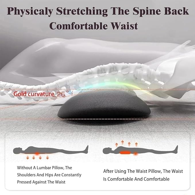 Smooth Triple Fusion Back Massager3 in 1 Back MassagerrElectric Lumbar Support Pillow Heat Vibration Massage Lower Back Spine Decompression Device(B)