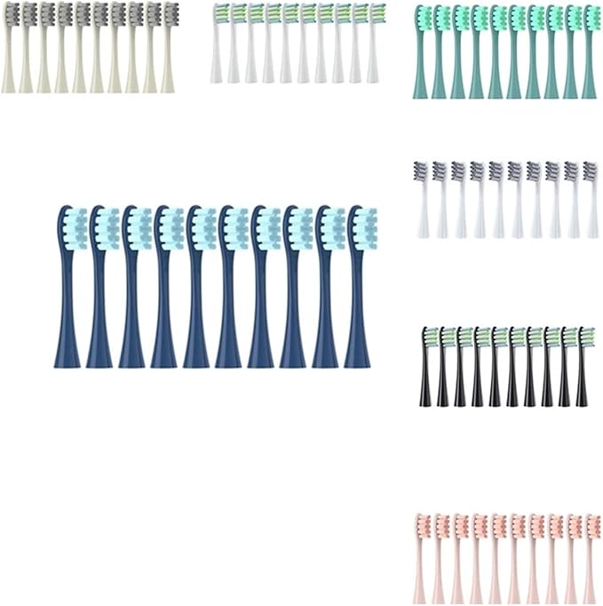 10PCS Replacement Brush Heads Compatible for Oclean Flow/X/X PRO/F1 Electric Toothbrush Head A(White Gray)