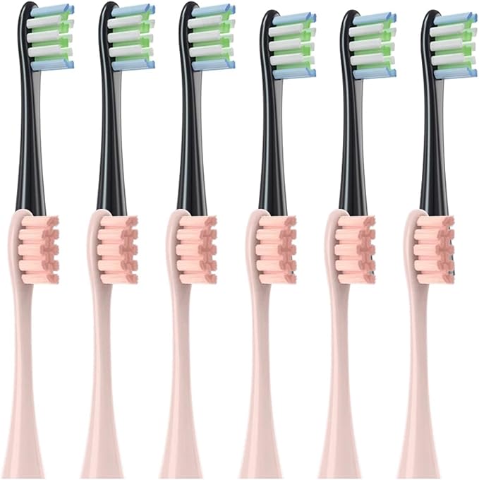 Compatible for 12 Pcs Replacement Brush Heads for X/X PRO/ Z1/ F1/ One/Air 2 /SE Toothbrush Soft Bristle Nozzles Refill(6Black6Pink)