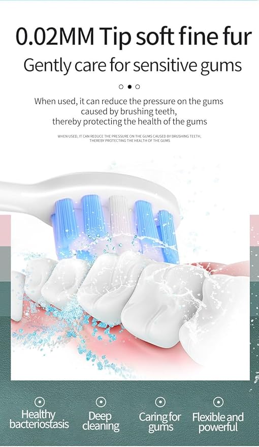 Electric Toothbrush - 6 Modes Smart Timer 0.02mm Soft Brush Heads (4 Pack) Wireless Charging with Portable Travel Case