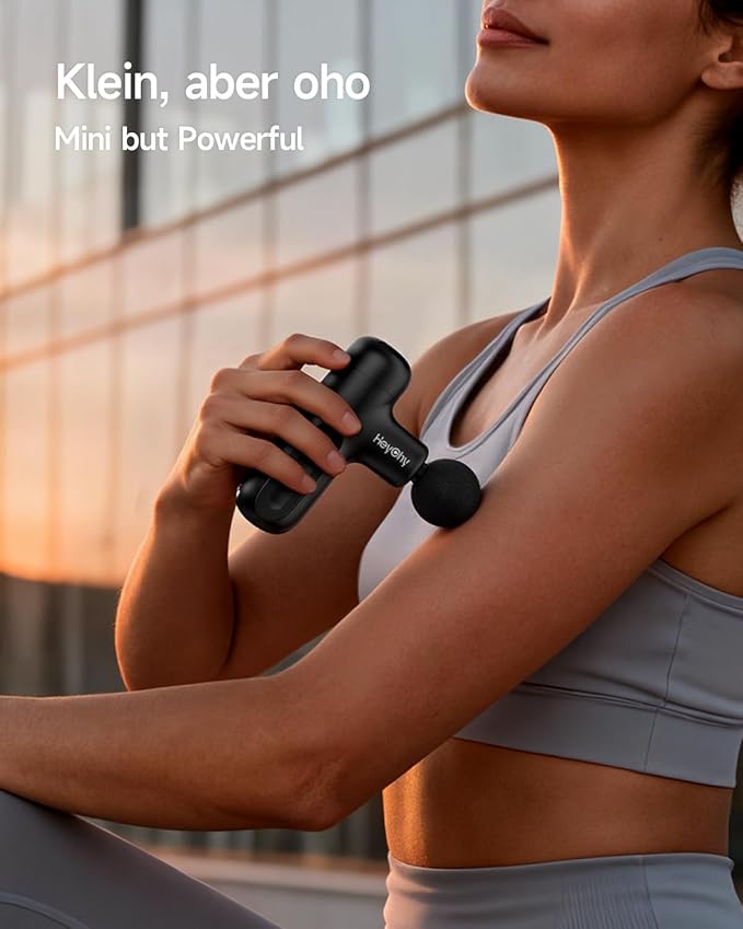 Super Mini Massage Gun Deep Tissue Handheld Muscle Massager with 4 Heads Percussion Travel Size Massager Gun for Back Pain Relief Quiet for Home Gym Office Perfect for Men &amp Women Black
