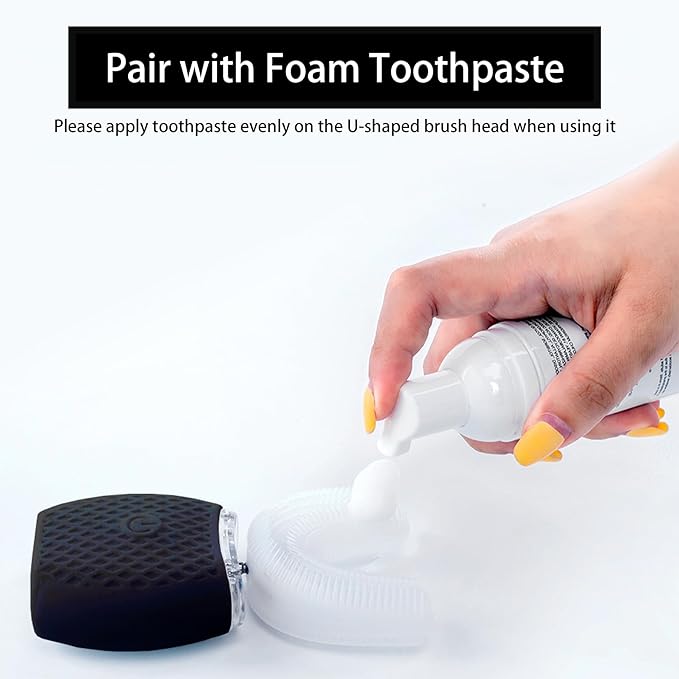 Ultrasonic Toothbrush for Adults - Automatic Electric Toothbrush with Soft Bristles Rechargeable Portable 30'' Automatic Timer Wireless Charging Washable for Travel &amp Home Use (Black)