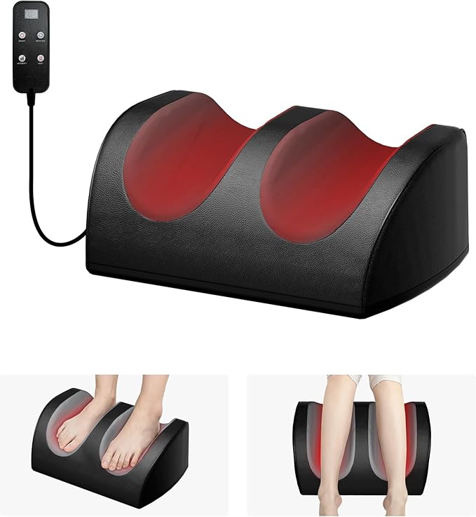 Foot Massager with Heat and Foot Massage Electric Foot Massager with Cord Remote Control Birthday Gifts for Mom and Dad (Black - Corded Electric)