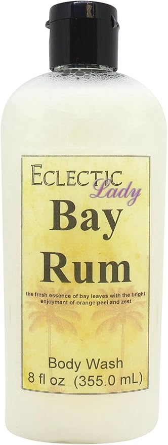 Eclectic Lady Liquid Pearl Body Wash - Bay Rum Scent 3-in-1 Use For Bubble Bath Hand Soap &amp Body Wash Phthalate-Free Bay Rum Fragrance Handcrafted in USA (8 oz)