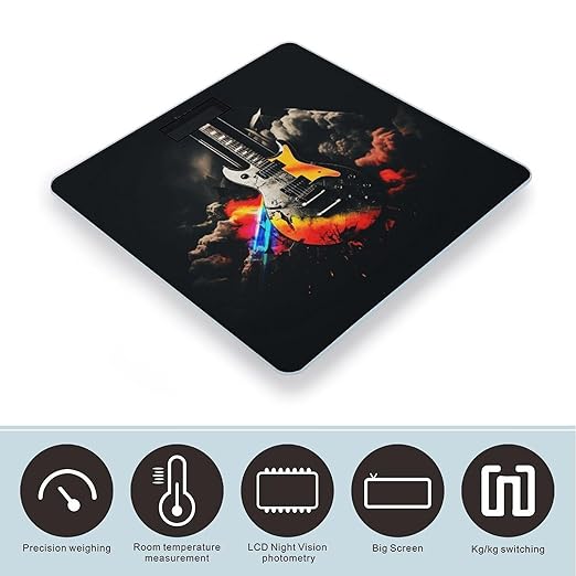 Rock Music Bathroom Scale Large LCD Backlight Display Digital Scale Rounded Corners Body Scales Automatic Power On/Off Bathroom Scales for Home Bedrooms