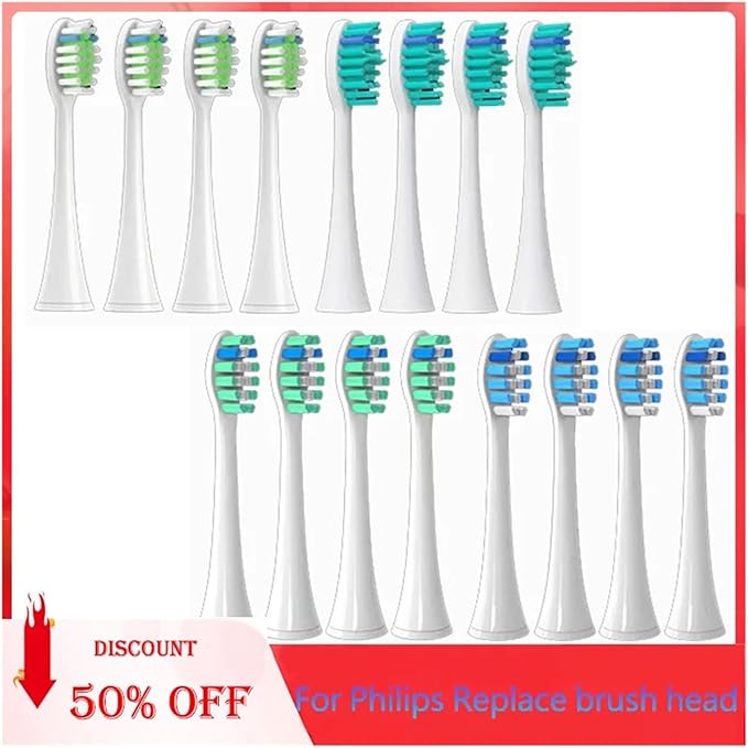 Compatible for Philips Sonicare Toothbrush Brush Head Replacement Heads HX3/HX6/HX9 Series HX3210/3211/6150/6500/6510/6530/9342/6730(8P1 8P2)