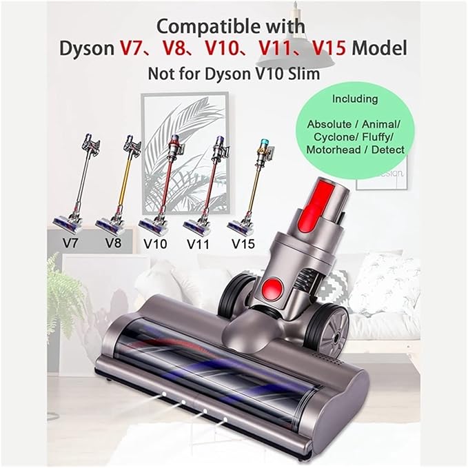 Turbo Electric Motorized Brush Compatible for Dyson V7 V8 V10 V11 V15 Brush Cleaner Head(Lst)