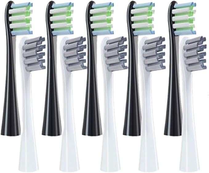 for One/ Air2 /SE/X/X PRO/ Z1/ F1 Electric Toothbrush Head 10 Pcs Replaceable Brush with Independent Package(5Black5Gray)