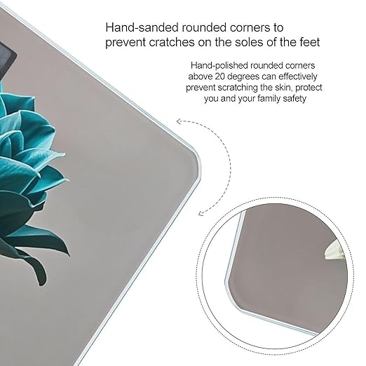 Teal and Flower Scale for Body Weight Digital Bathroom Scale Toughened Glass High Precision Scales for Body Weight with Large LCD Backlight Display Weight Scales