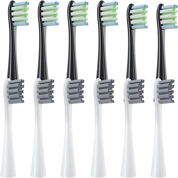 Compatible for 12 Pcs Replacement Brush Heads for X/X PRO/ Z1/ F1/ One/Air 2 /SE Toothbrush Soft Bristle Nozzles Refill(6Black6Gray)