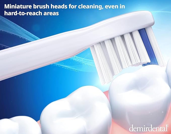 demirdental Charcoal Mini Hard Replacement Brush Heads Compatible with Philips Sonicare – Small Hard Brush Precision Cleaning - White - Replaces HX4088 – 8 Pack