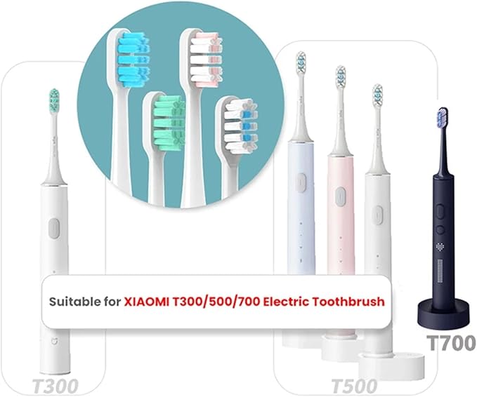 4pcs Replacement Brush HeadsCompatible for Xiaomi Mijia T300 T301 T500 Sonic Electric Toothbrush Head Soft Bristle Nozzles(1)