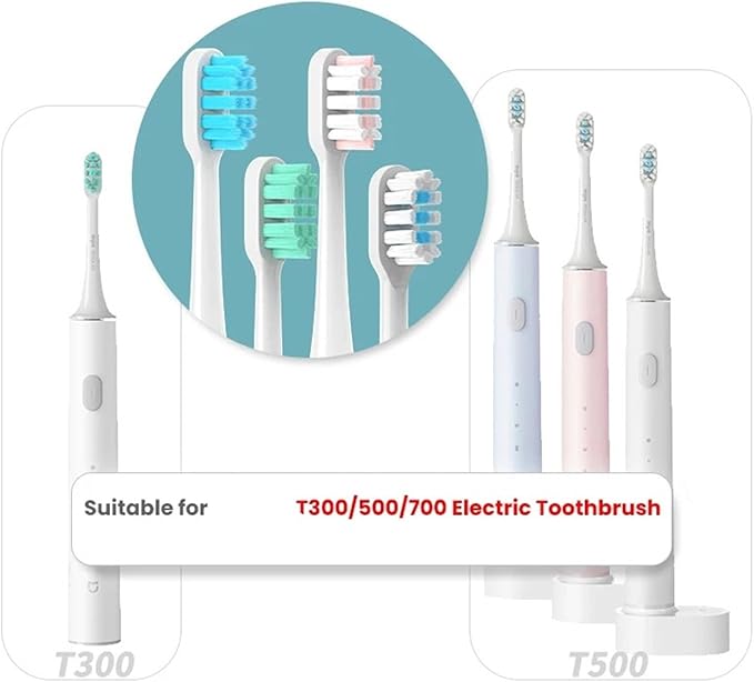 Replacement Brush Heads Compatible for T300/T500/T700 12PCS Tooth Soft Bristle Caps Package Nozzles(BlueJ)